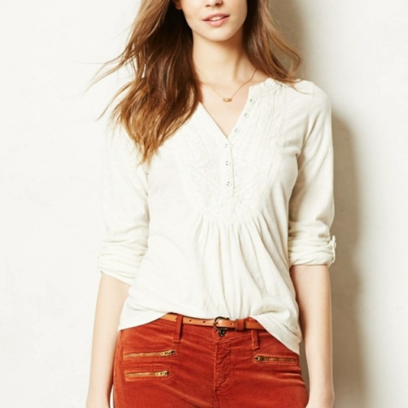 Anthropologie Tops - Anthropologie Meadow Rue Ansonia Ivory Top Size M